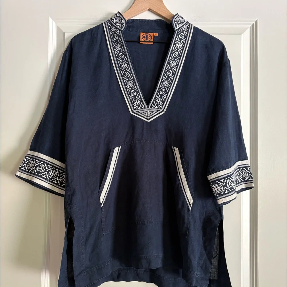 Tory Burch 100% Linen Tunic Top